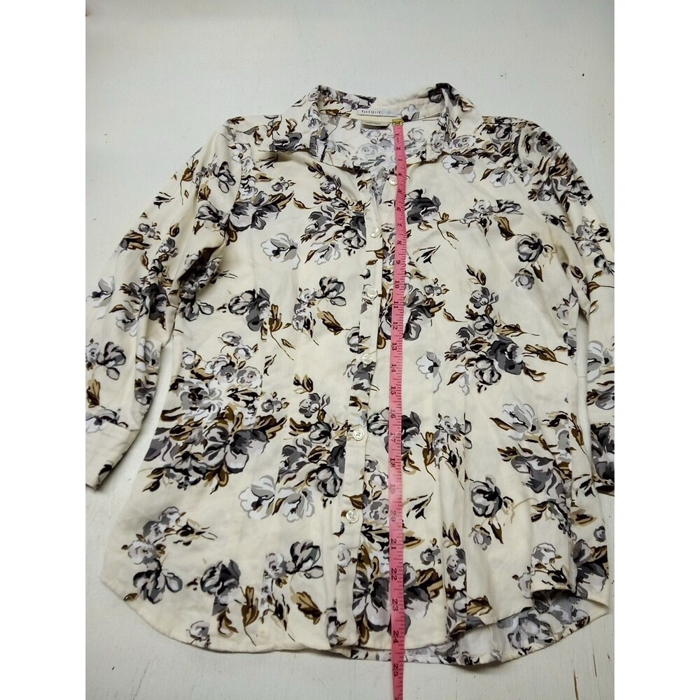 Van Heusen Studio Floral Print Dress Shirt Long Sleeve XS Top Rayon Nylon